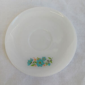 Anchor Hocking Fire King Blue Floral Cup Saucer Vintage